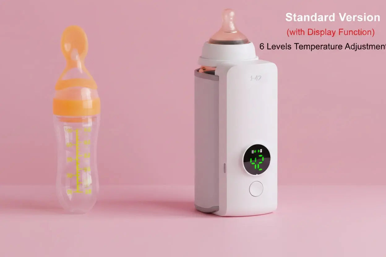 Portable Wireless Baby Bottle Warmer lifestyle shot for easy feeding during travel.