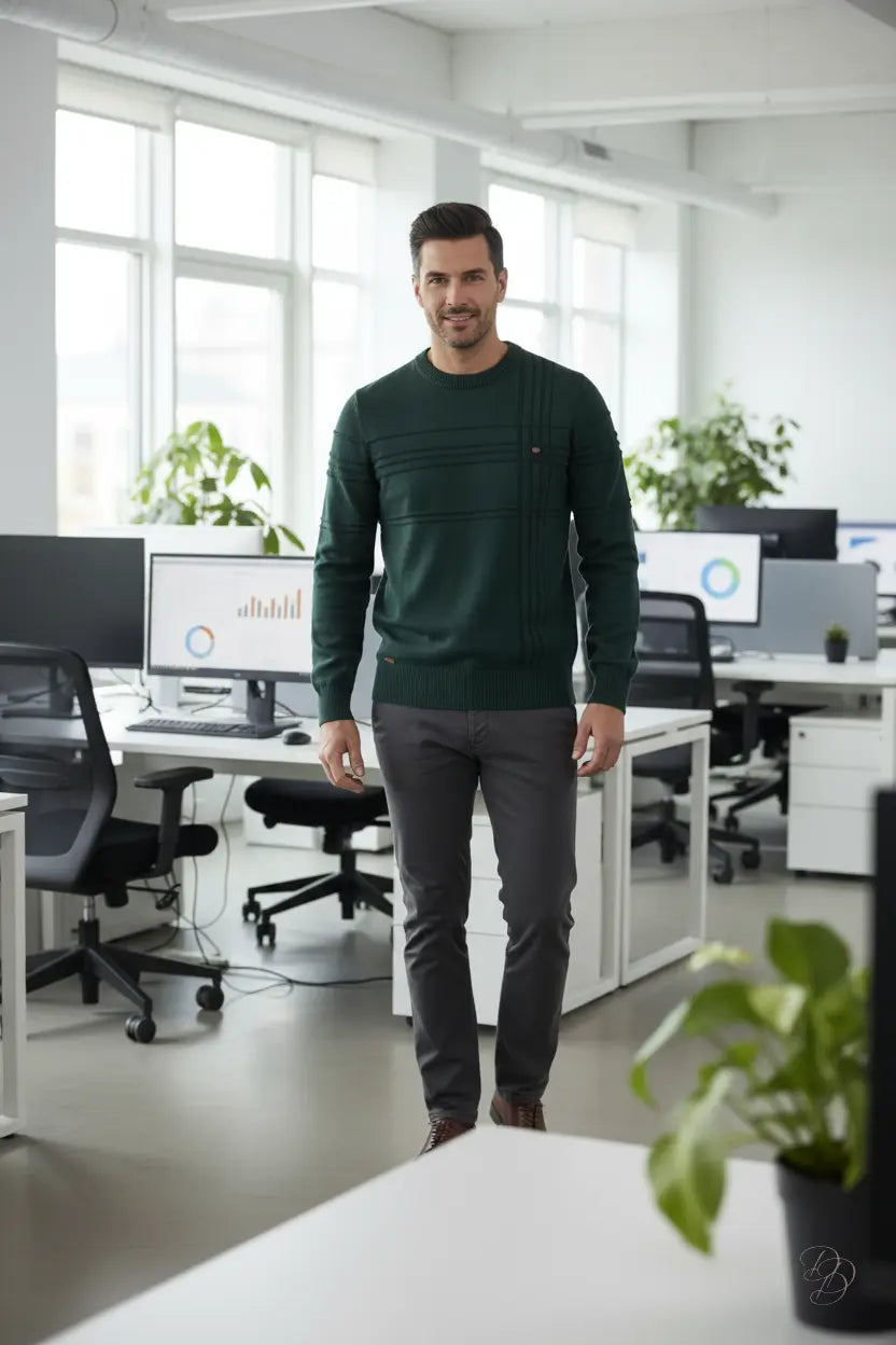 Round Neck Striped Sweater – Soft Stretch, Bold Simplicity Trendsi