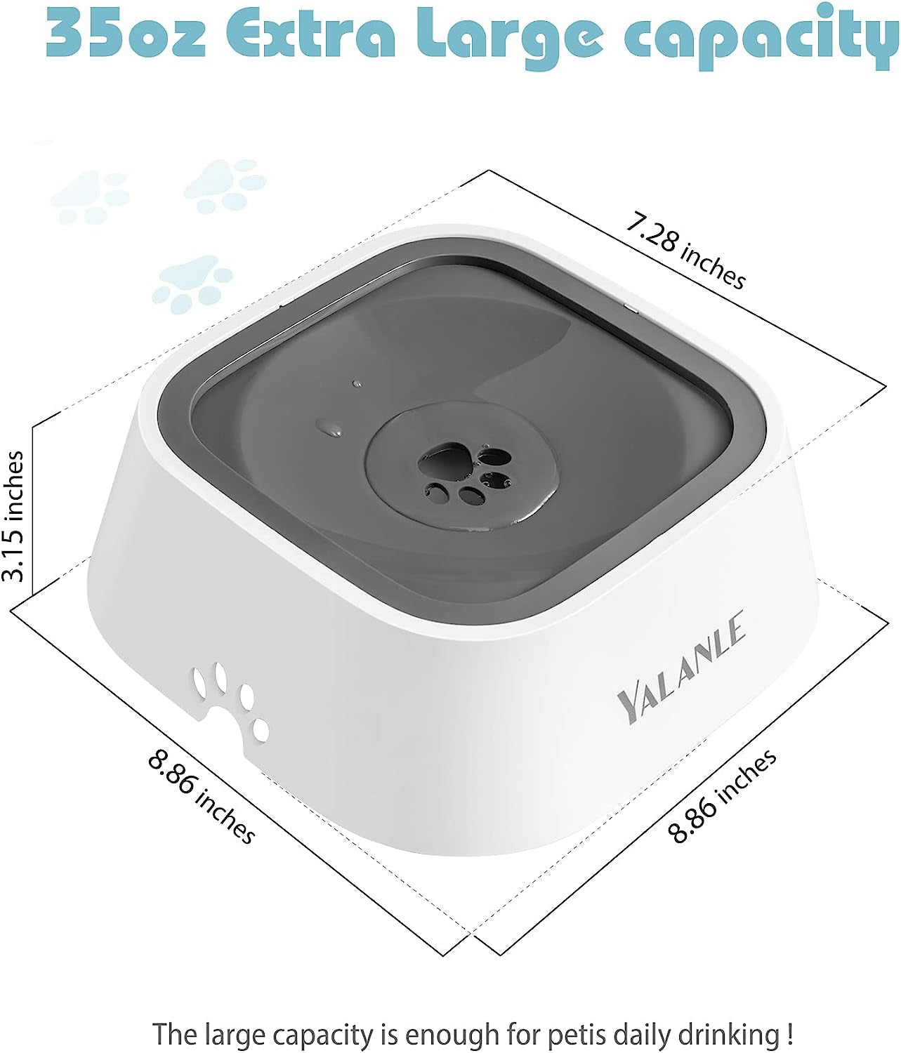Dog Water Bowl No-Spill Pet Water Bowl Slow Water Feeder Dog Bowl No-Slip Pet Water Dispensr.