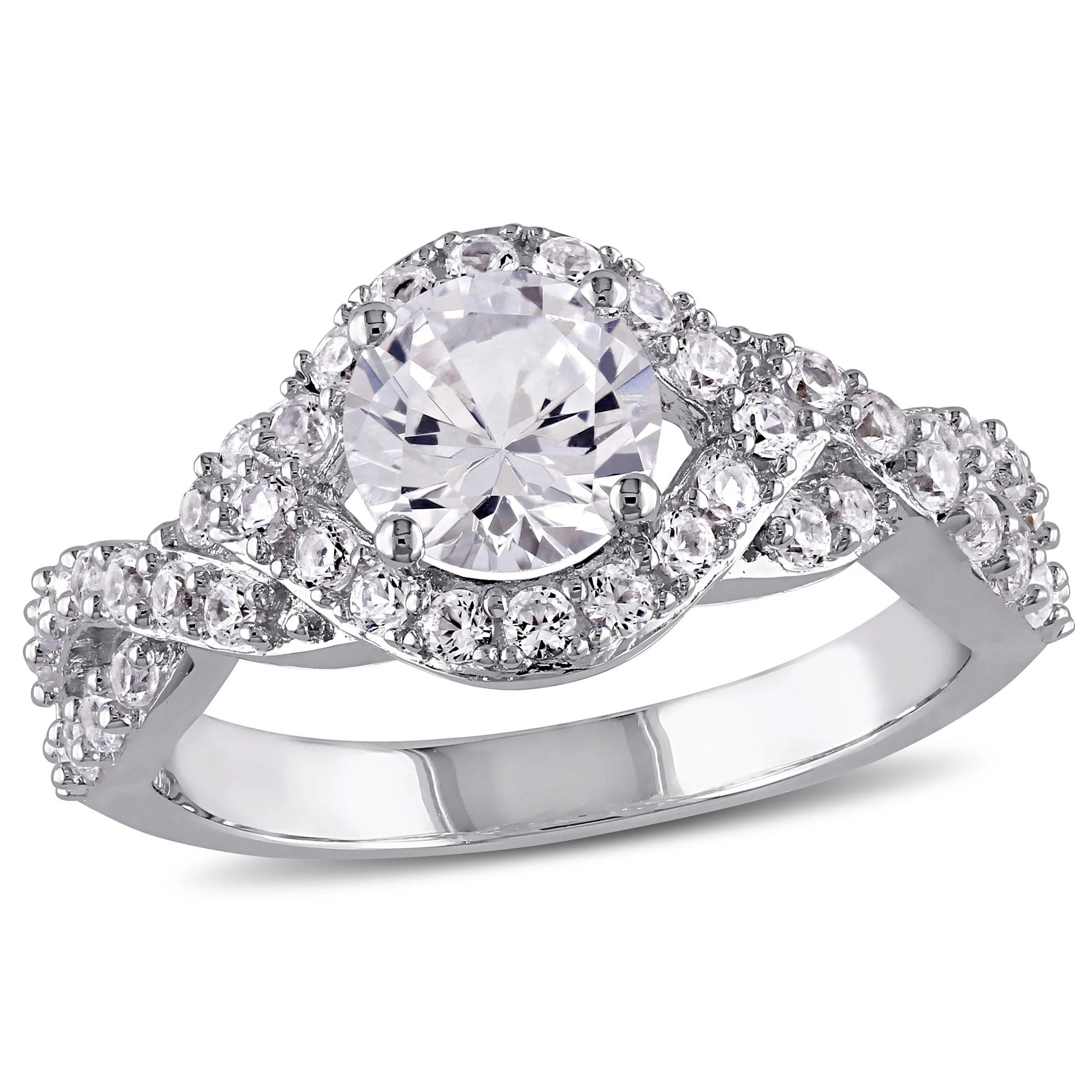 Women's Created Sapphire Sterling Silver Engagement Ring