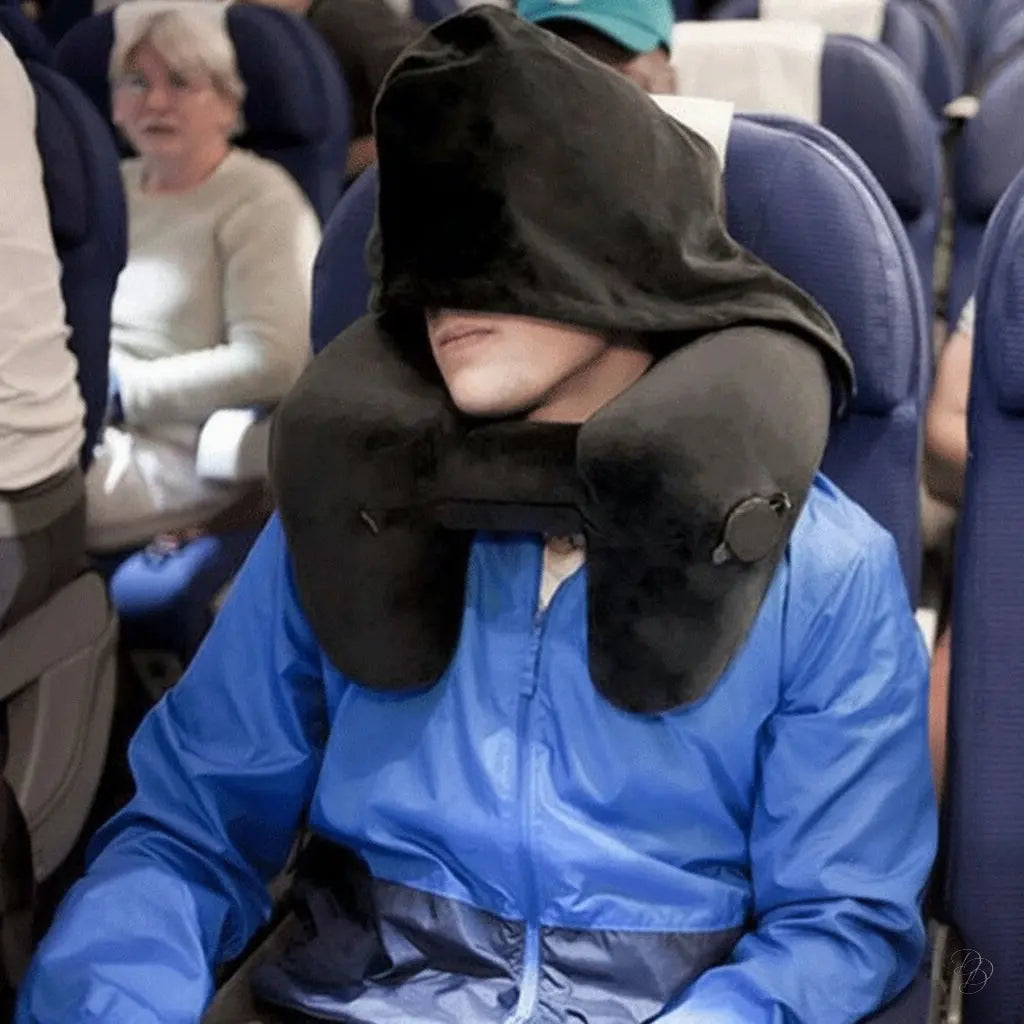 The Dazzling Comfort Traveler: H-Shaped Inflatable Neck Pillow with Optional Hood Puracy