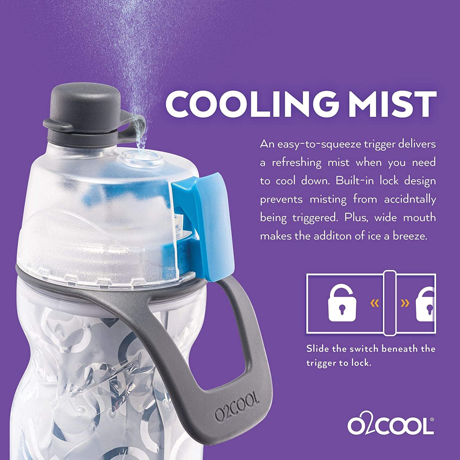 Mist 'N Sip Misting Water Bottle 2-In-1 Mist and Sip Function with No Leak Pull Top Spout Reusable Sports Water Bottle - 20 Oz (2 Pack Splash Blue)