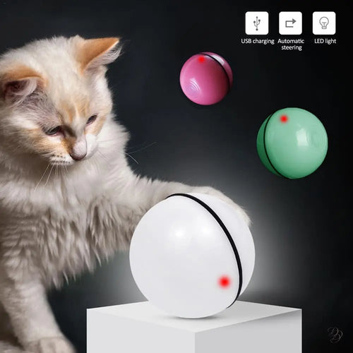 360° Smart Interactive Cat Toy Ball | Automatic LED Rolling Ball with Catnip CJ