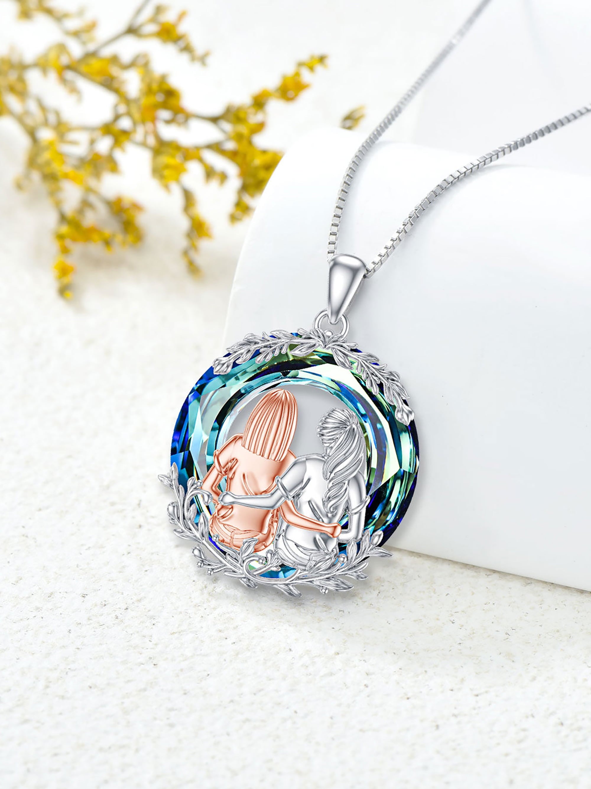Mothers Day Gifts For Mom or Sister 925 Sterling Silver Created Opal Always My Sister Forever My Friend Sister Necklace Jewelry Christmas Gifts