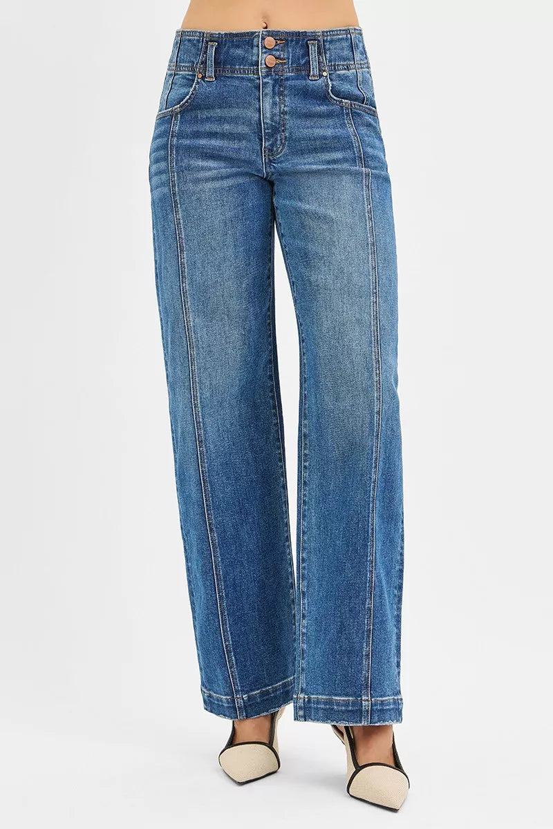 RISEN Mid Rise Fit Wide Baggy Jeans