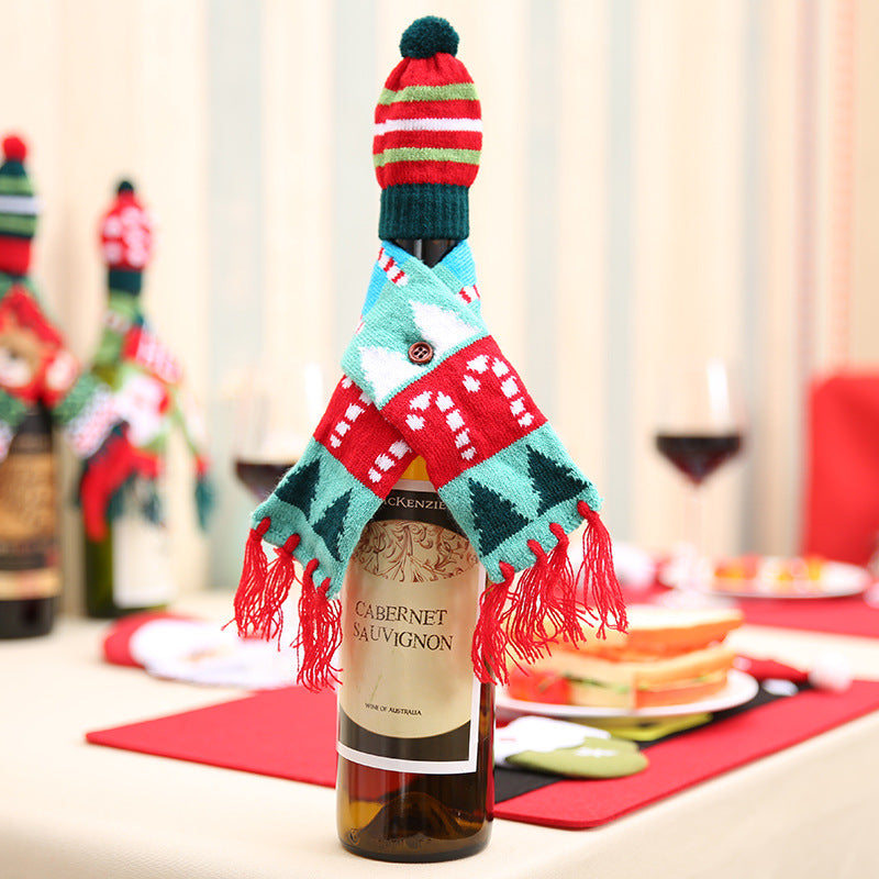🍷 Christmas Scarf & Wine Bottle Decoration – Wrap Your Wine in Holiday Cheer