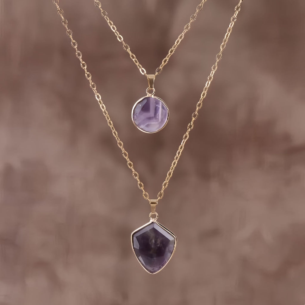 Moonstone Pendant Double Chain Necklace Mother's Day