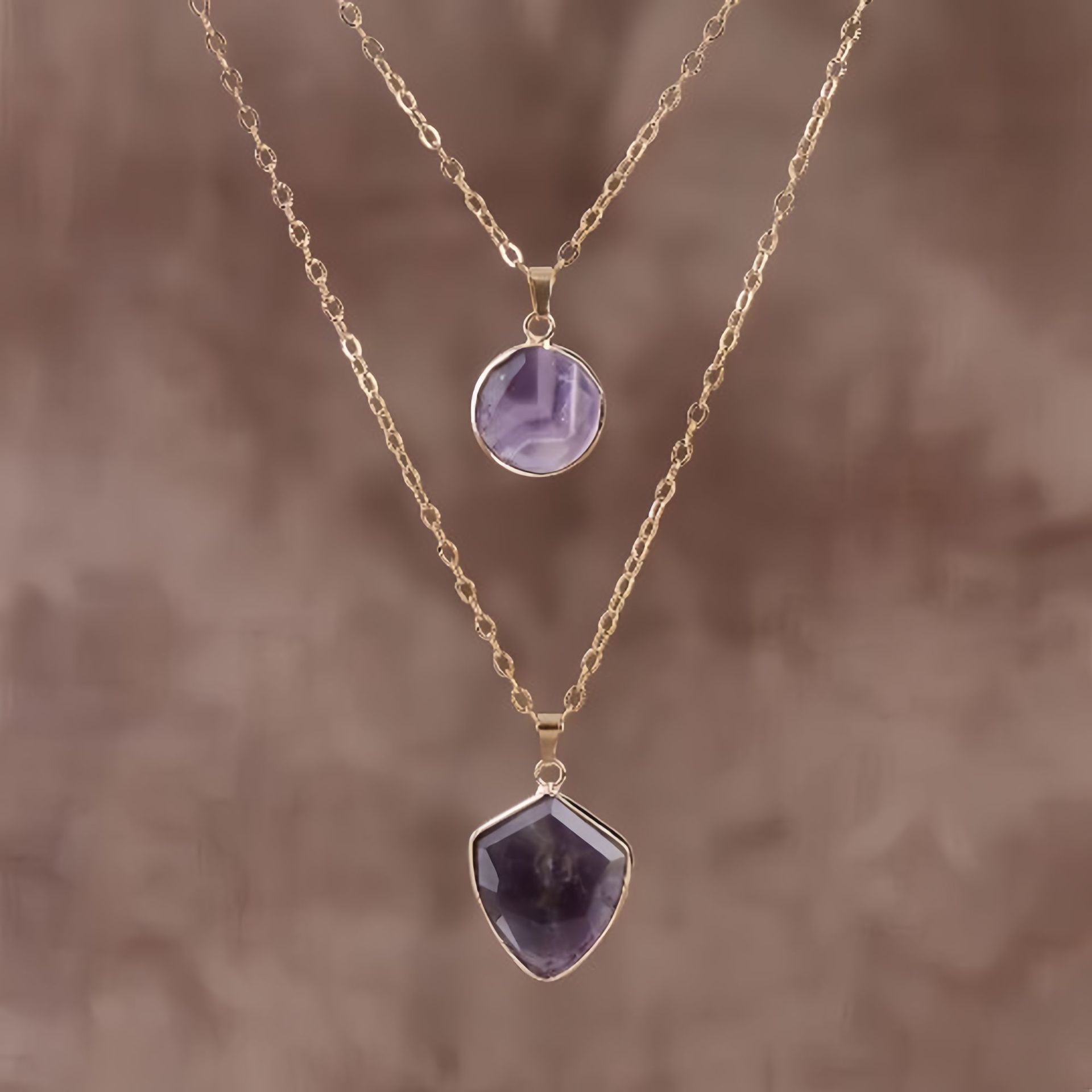 Moonstone Pendant Double Chain Necklace Mother's Day