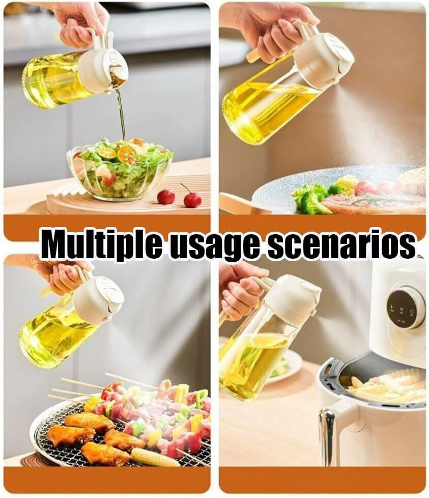 🫒 2-in-1 Olive Oil Dispenser Bottle – 470ml Glass Spray & Pour Bottle for Healthy Cooking