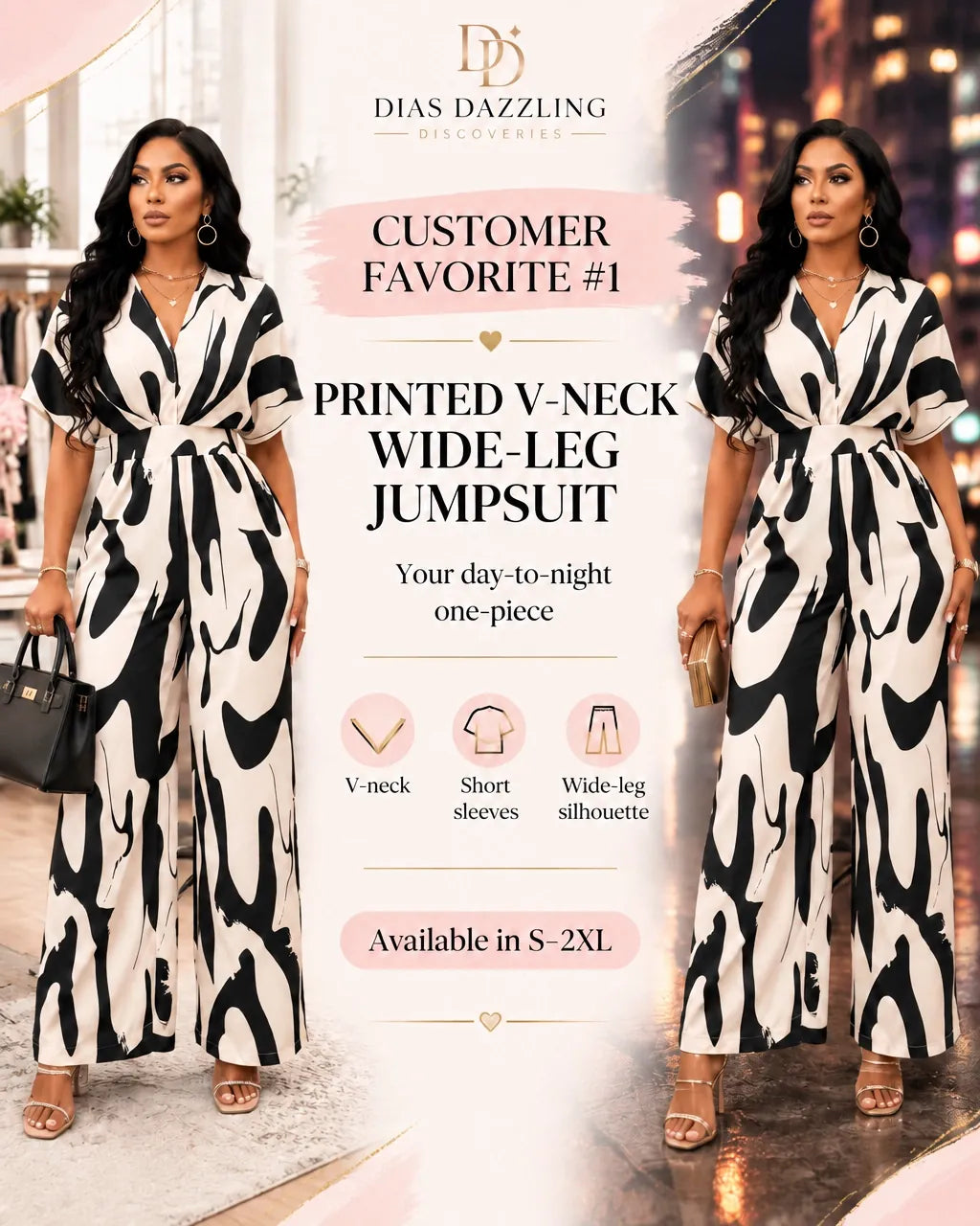 V-Neck Wide-Leg Jumpsuit – Effortless Elegance, All-Day Comfort ✨ V-Neck Wide-Leg Jumpsuit – Effortless Elegance, All-Day Comfort - 