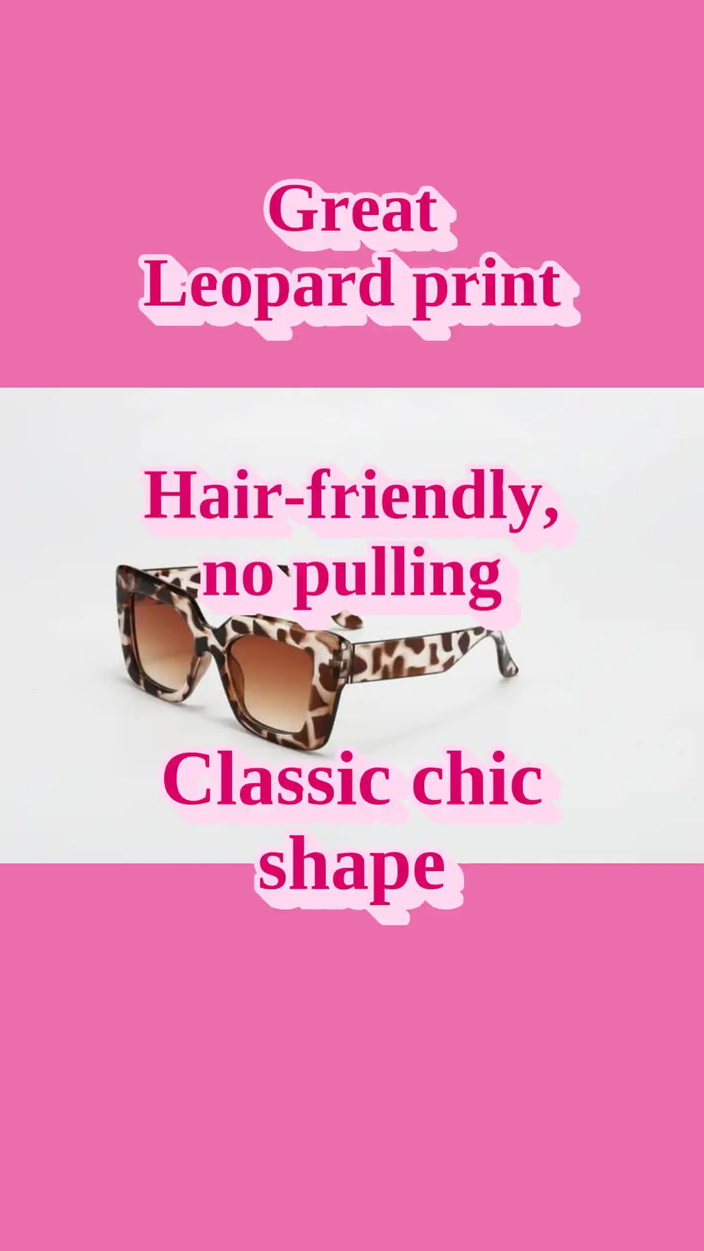 Leopard Oversized Square Sunglasses with Gradient Tawny Lens Anti-Glare