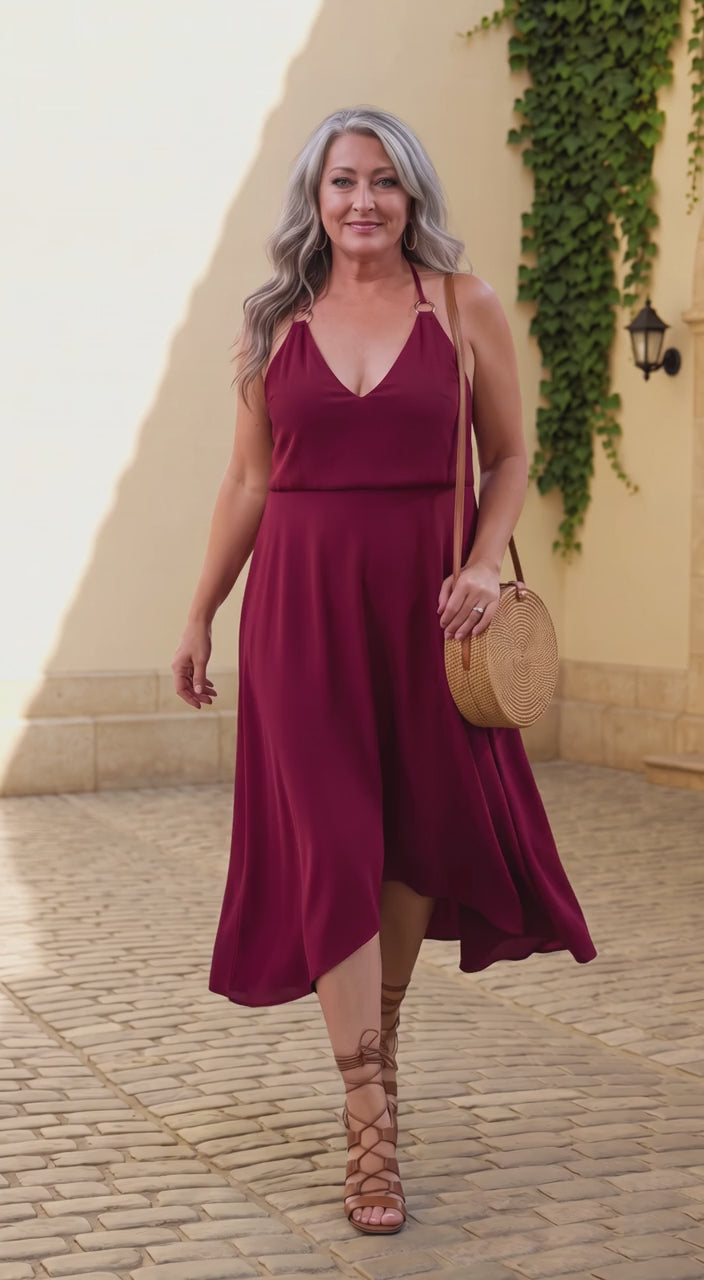 V-Neck Sleeveless Midi Dress – Effortless Elegance, Every Occasion