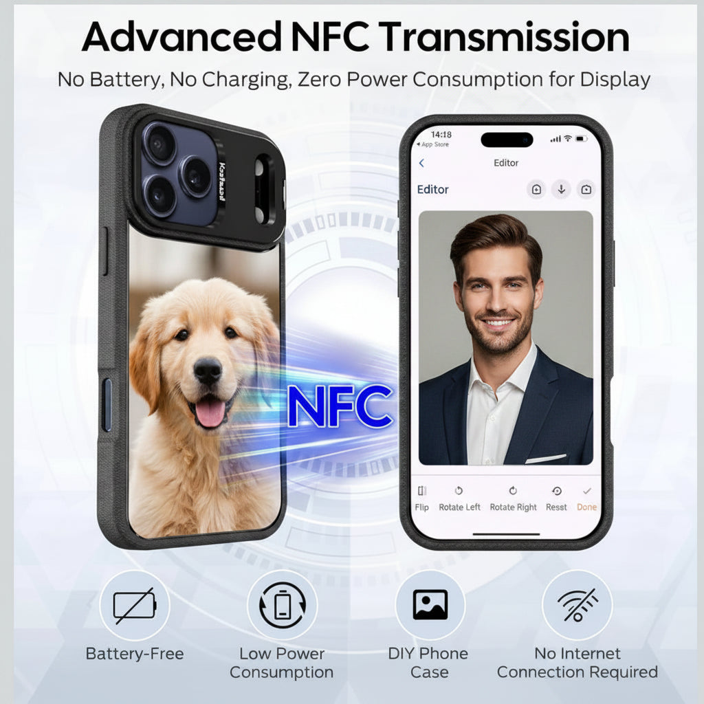 Custom E-Ink Phone Case for iPhone – NFC Smart Photo Display | Gift for Moms & Parents