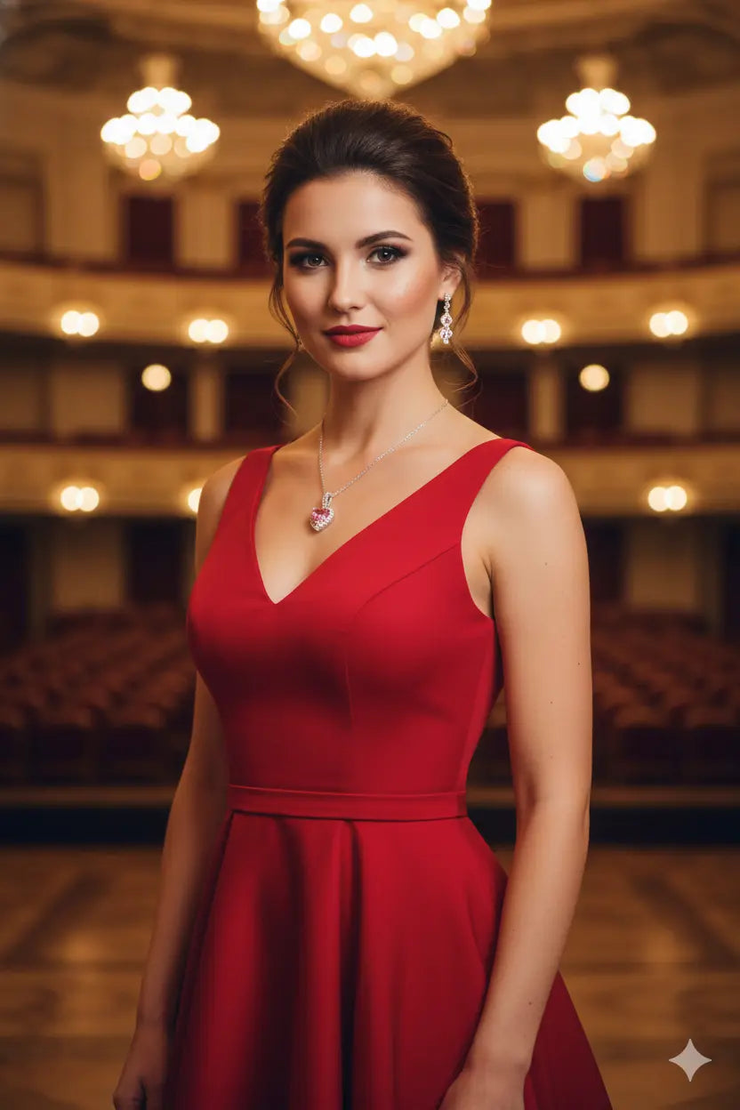 Pink Moissanite Heart Necklace - 1ct Heart Pendant in Platinum Plated Silver Trendsi