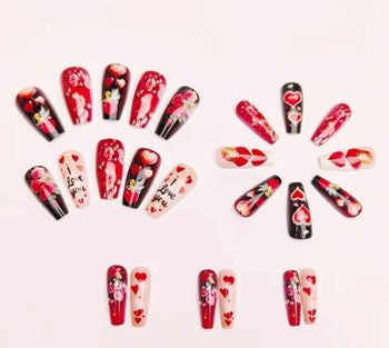 Valentine's Day Press On Nails - Red & Pink Heart Designs | Dazzling Tips