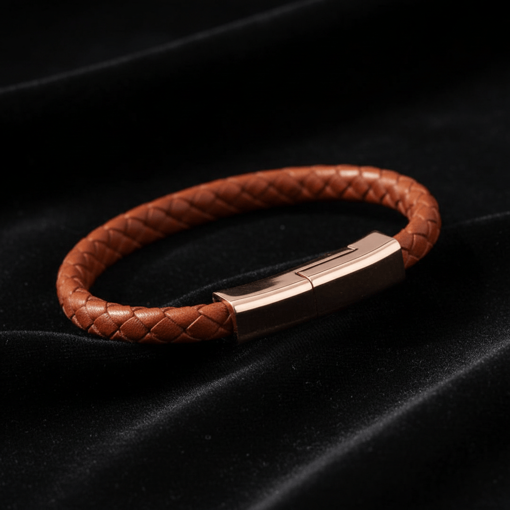 Braided Leather Bracelet Charger (USB/Type‑C/Apple Compatible) CJ