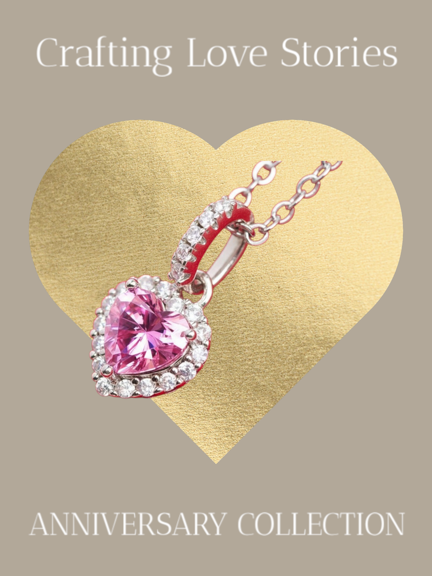 Pink Moissanite Heart Necklace - 1ct Heart Pendant in Platinum Plated Silver