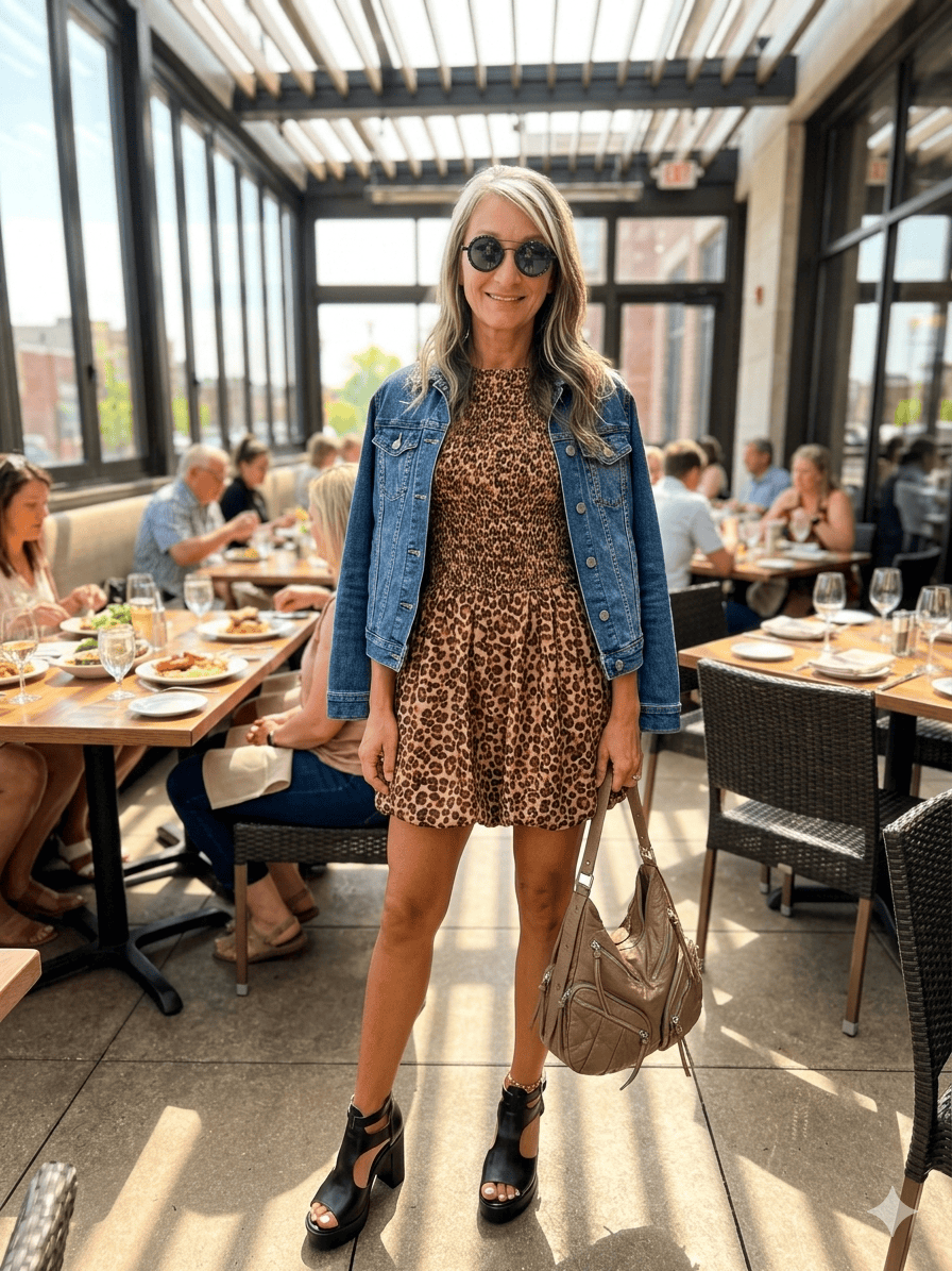 Leopard Print-Versatile Dress with Detachable Sleeves Trendsi