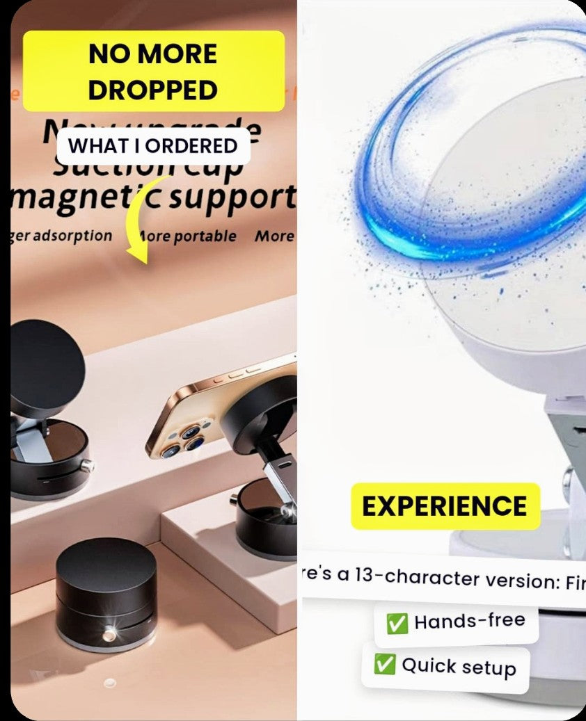 Multifunctional Vacuum Suction Phone Holder, Foldable, Extendable Dias Dazzling Discoveries