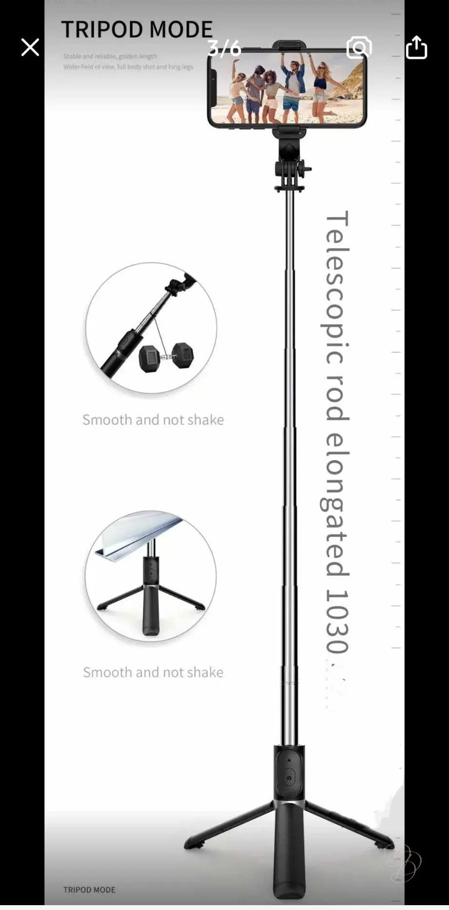 Travel Tripod Selfie Stick  (40-Inch, Black) Dias Dazzling Discoveries