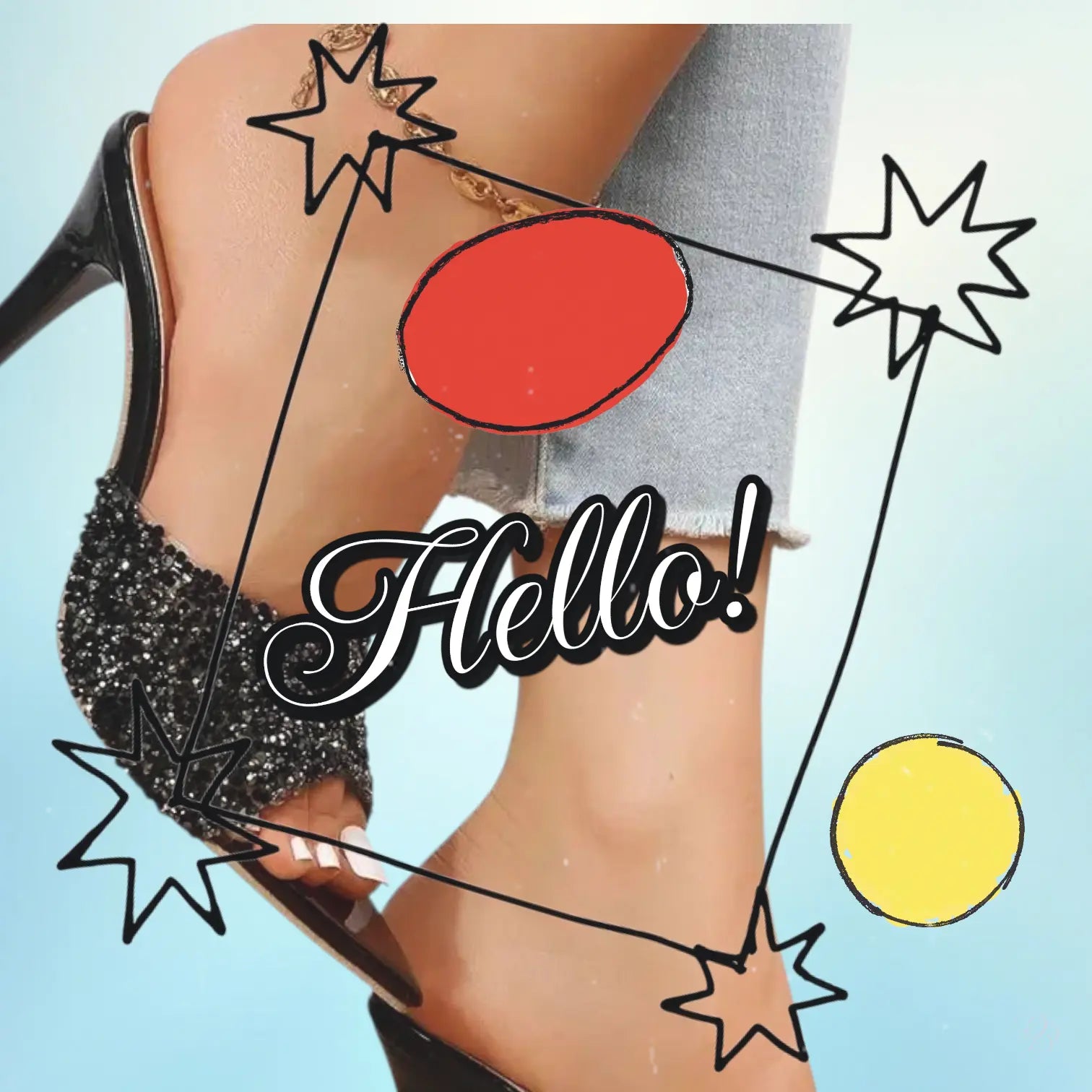 Sequin Point Toe Mid Heel Sandals Trendsi