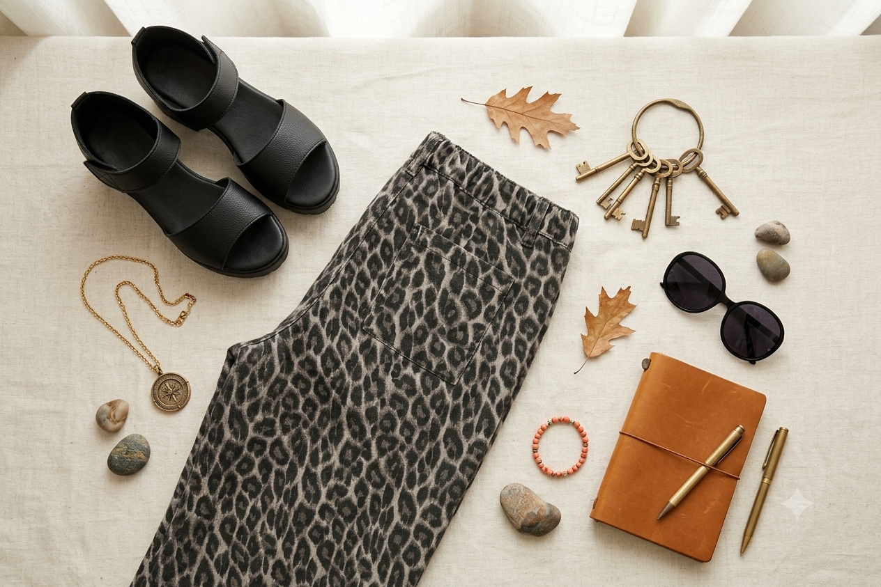 🐆 Leopard Straight Leg Loose Jeans – Walk Wild, Stay Effortless Trendsi