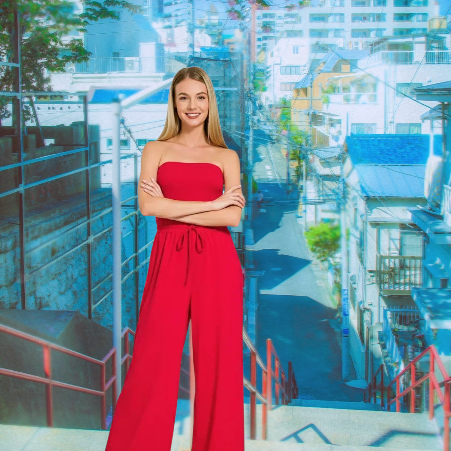 Tube Top Jumpsuit with Drawstring Waist