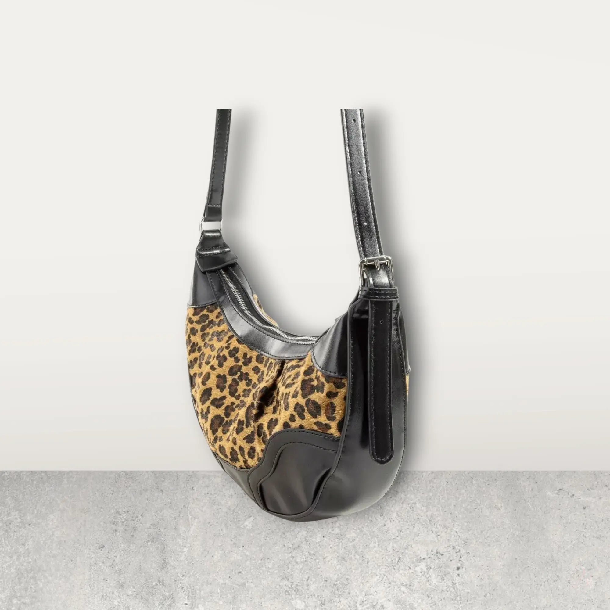 Leopard Print Half Moon Shoulder Bag Trendsi