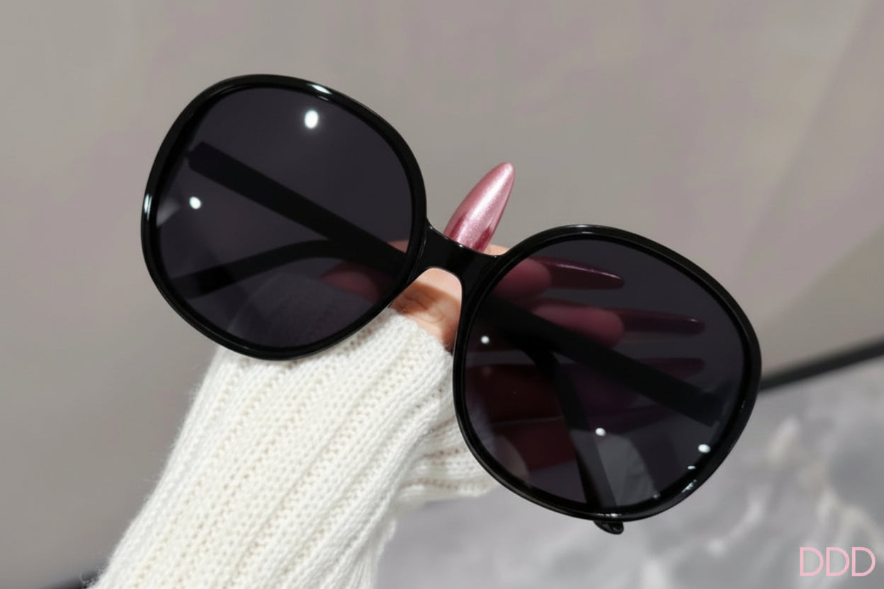 Oversized Round Sunglasses for Women Midnight Black CEO Frames