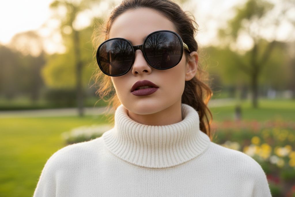 Oversized Round Sunglasses for Women Midnight Black CEO Frames