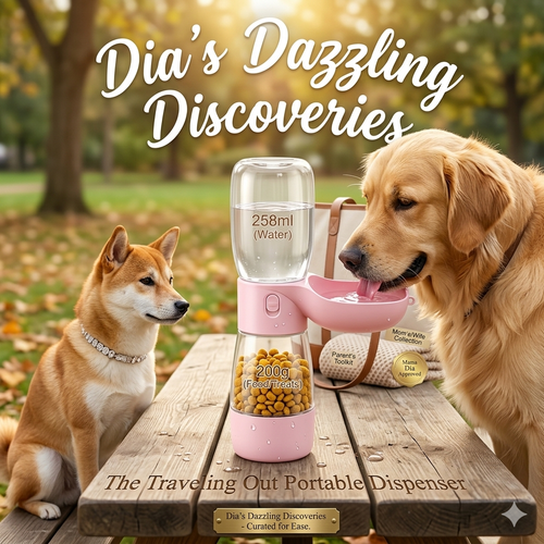 "2-in-1 "No-Mess" Pet Portable Water & Snack Dispenser for Adventures Leak-Proof CJ