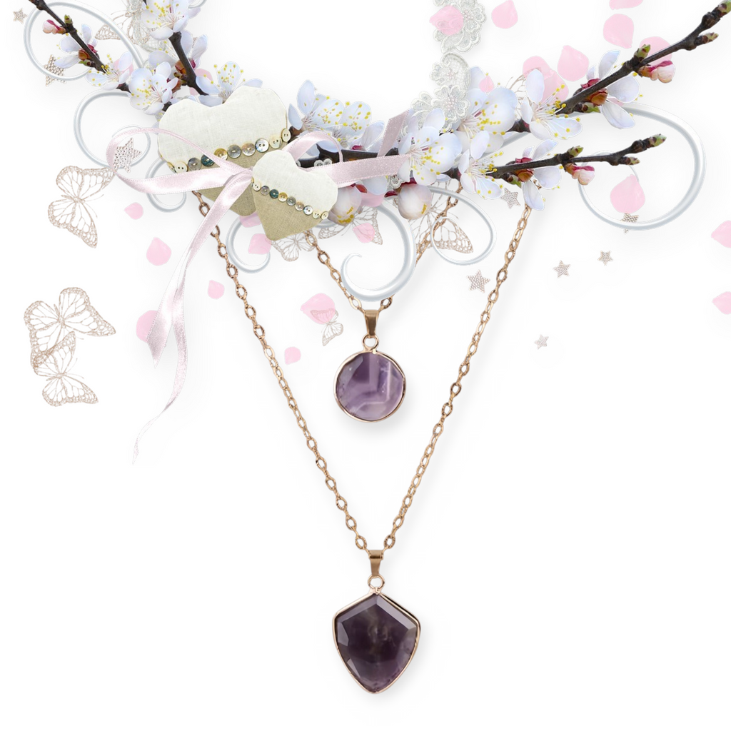 Moonstone Pendant Double Chain Necklace Mother's Day