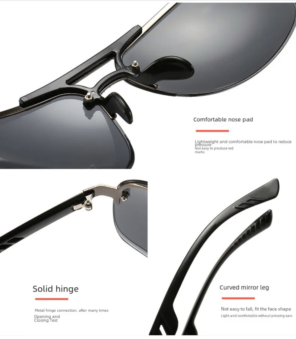 Men's Rimless Aviator Sunglasses | Lightweight Flat-Top-UV400 Protection
