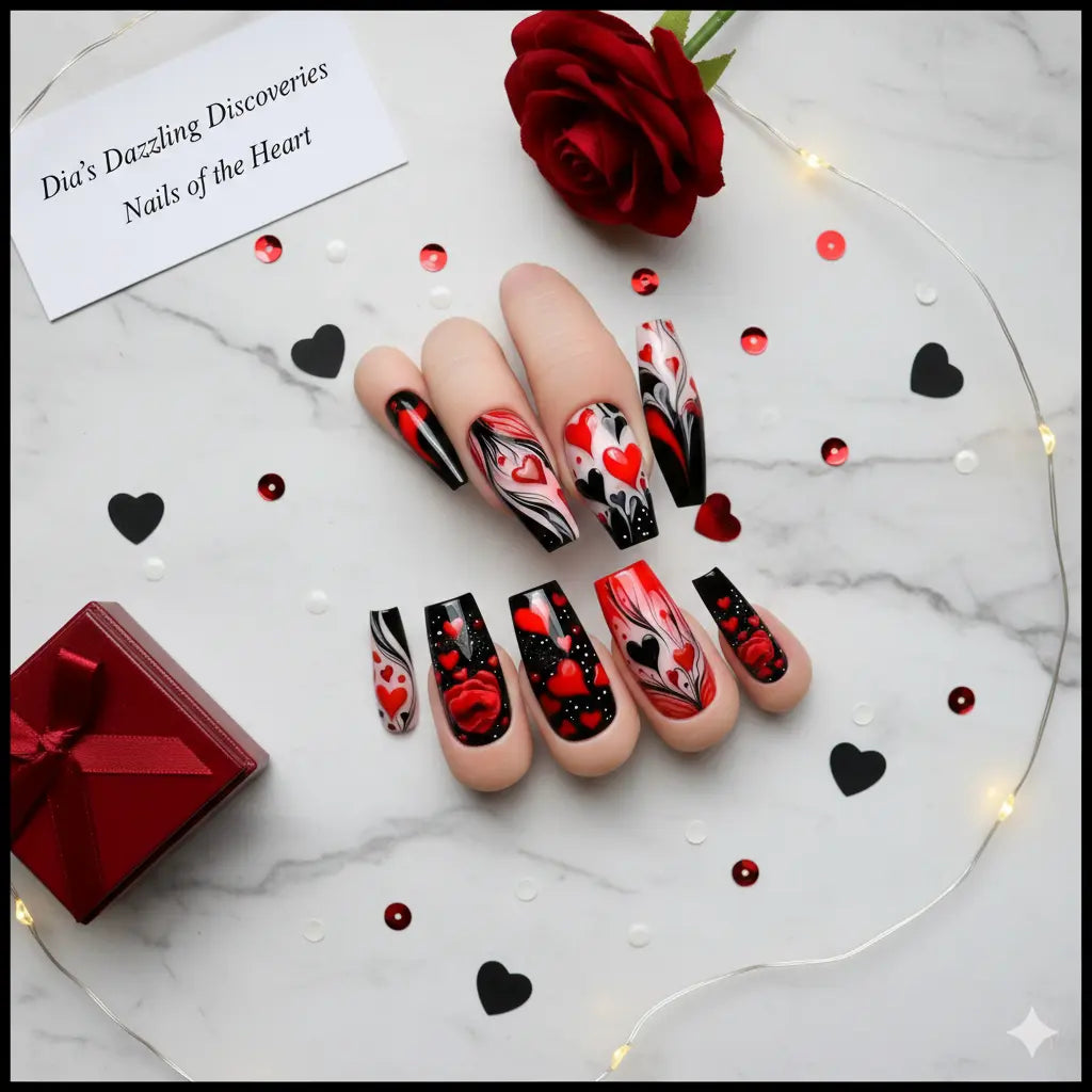 Nails of the Heart – Professional "Dazzling Tip" Press-On Set Dias Dazzling Discoveries