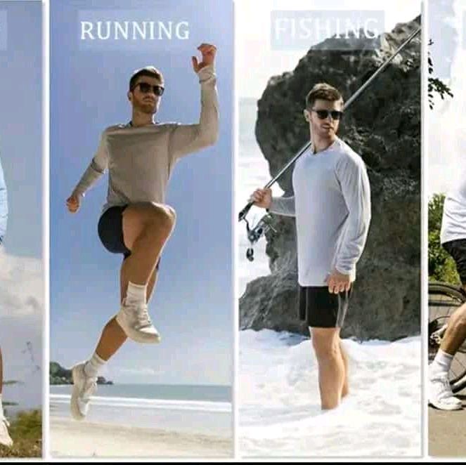 Men's Long Sleeve Protective Shirt, Moisture Wicking, Multi-Sports Use, Sunblock Features, Fits True to Size