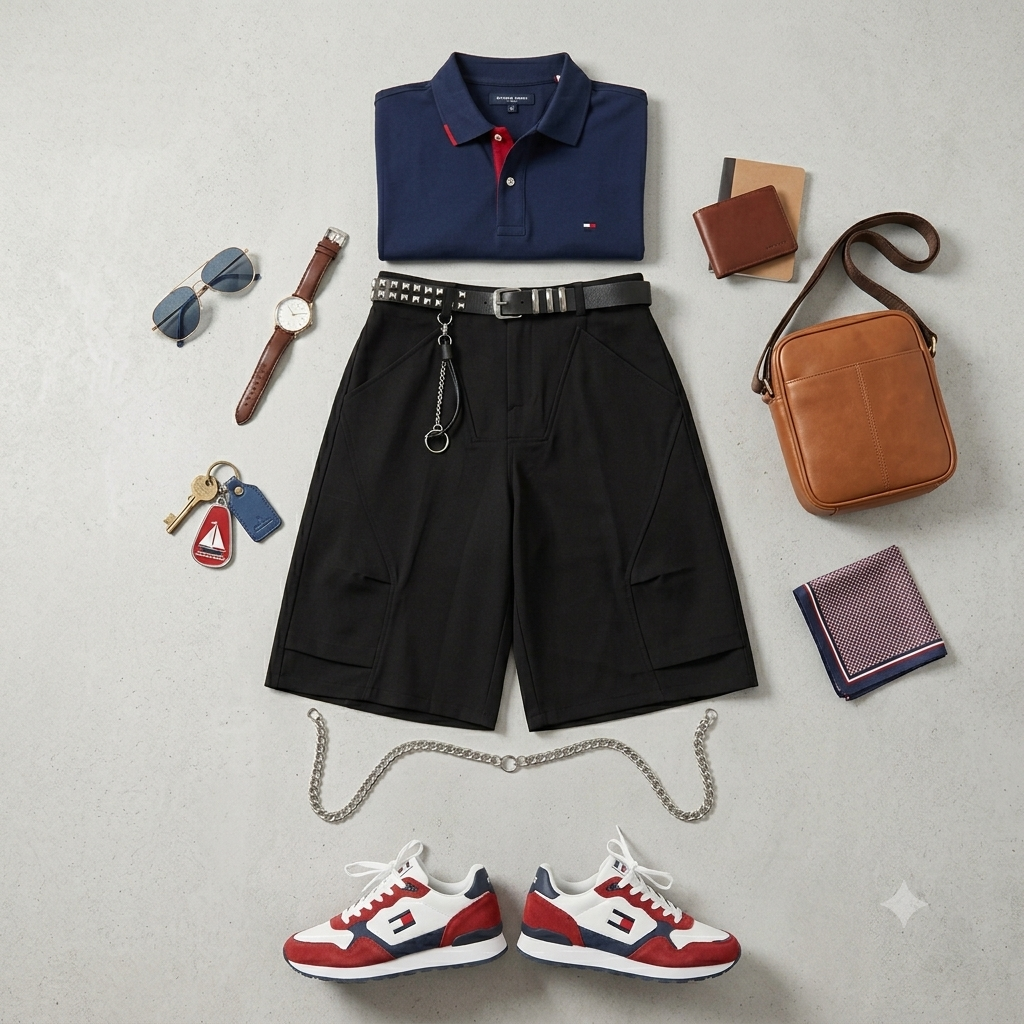 Men's Wide-Leg Cargo Cropped Pants