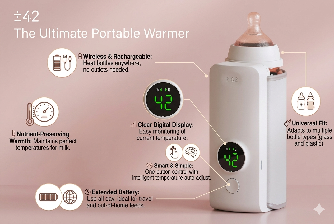 Portable Wireless Baby Bottle Warmer – USB Rechargeable & Travel-Ready