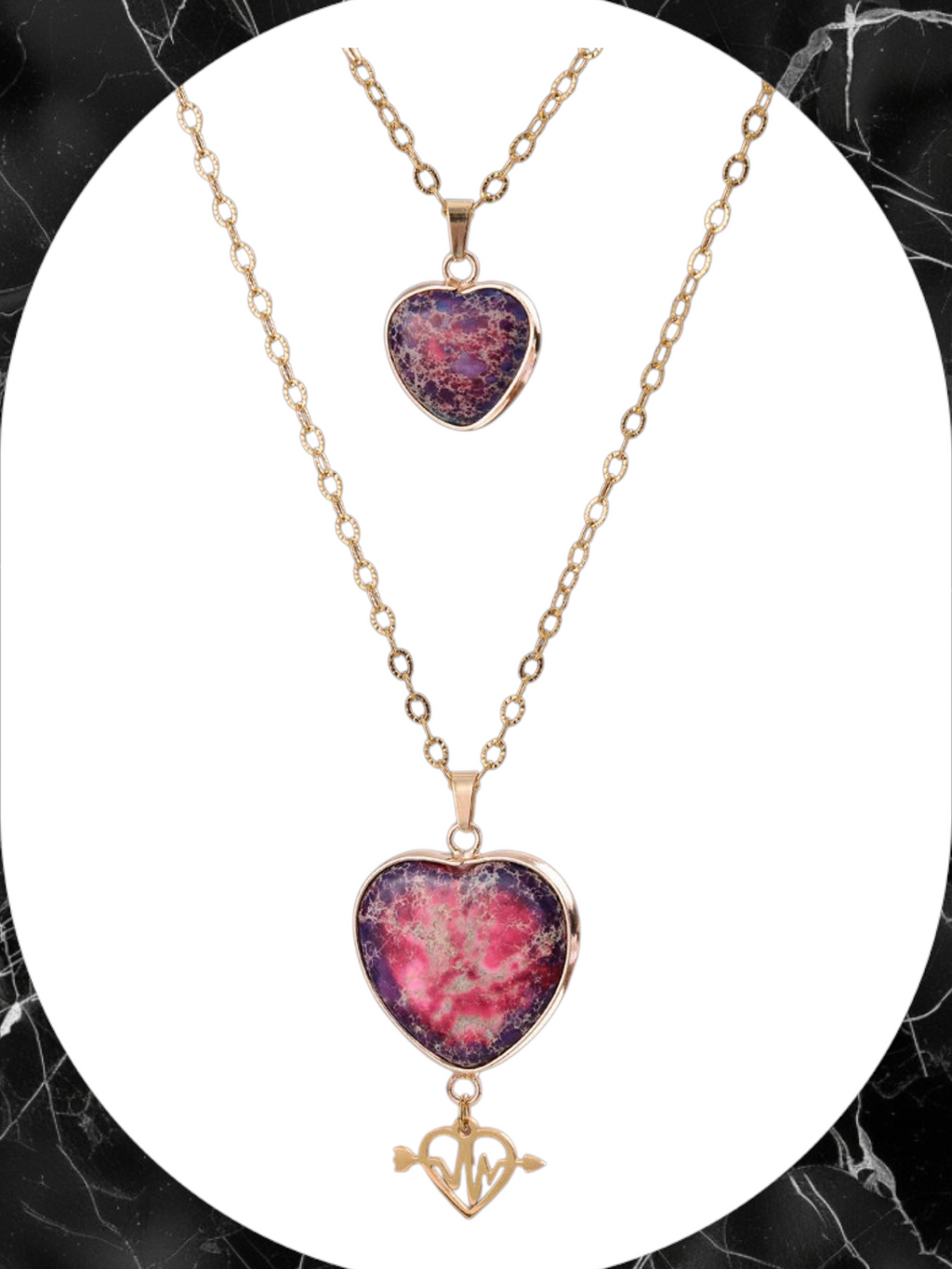 Moonstone Pendant Double Chain Necklace Mother's Day