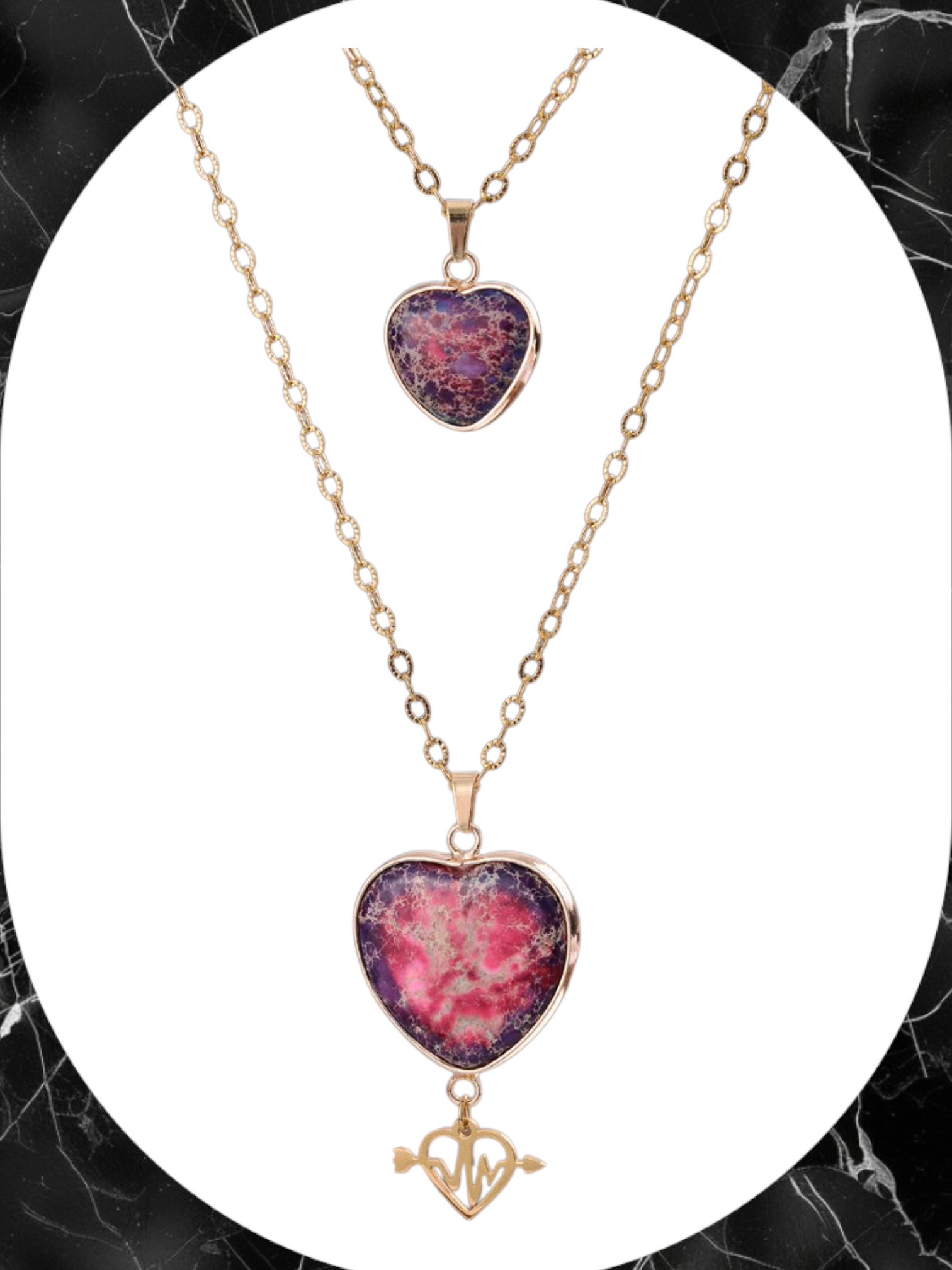 Moonstone Pendant Double Chain Necklace Mother's Day