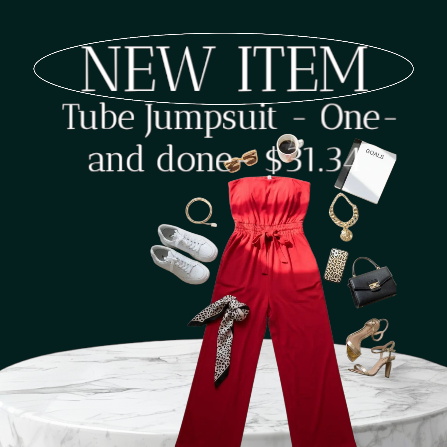 Tube Top Jumpsuit with Drawstring Waist