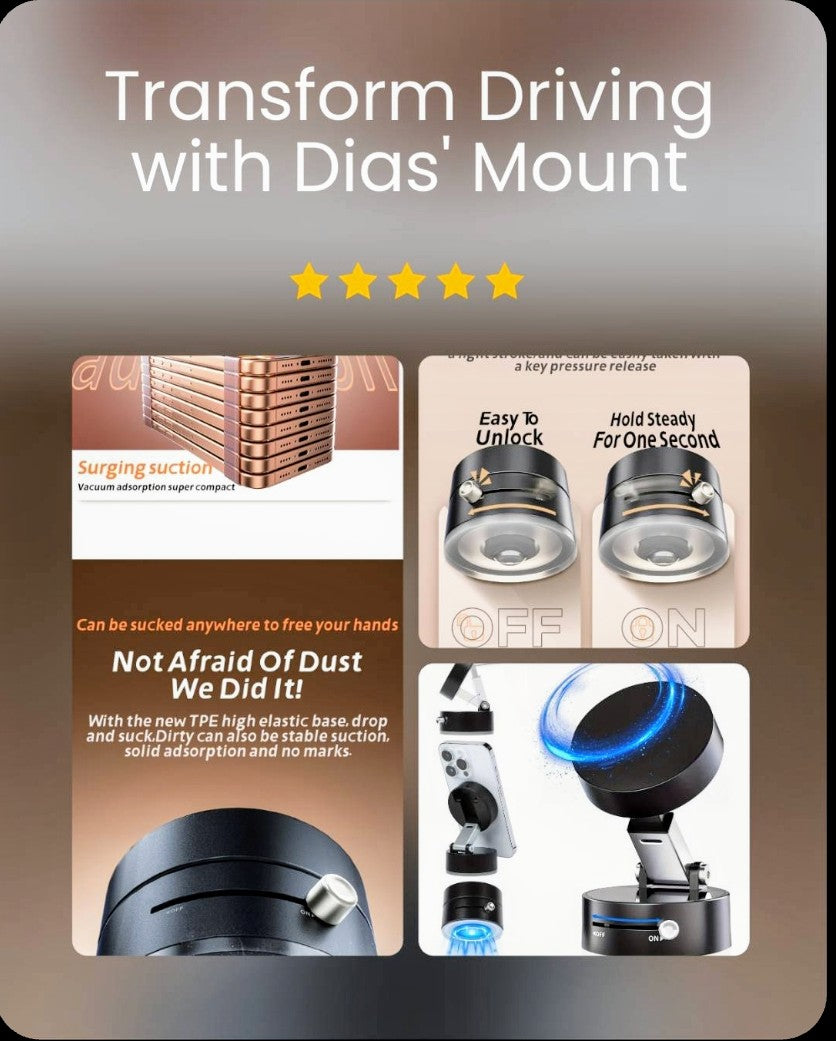 Multifunctional Vacuum Suction Phone Holder, Foldable, Extendable