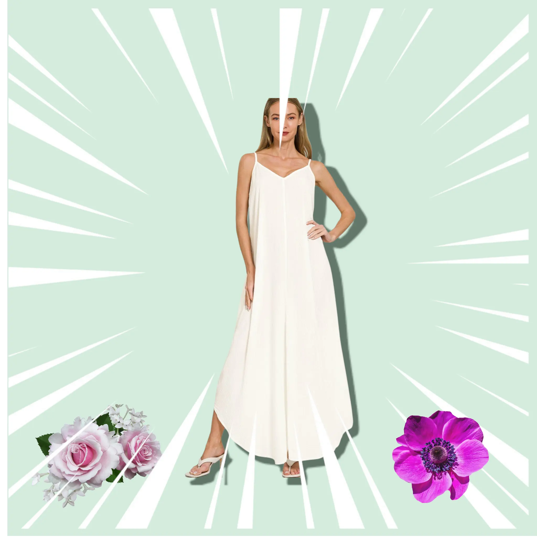 Woven Crinkle Cami Maxi Dress with Side Pockets Trendsi