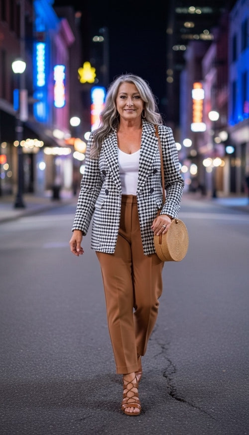 Classic Houndstooth Double-Breasted Blazer Classic Houndstooth Double-Breasted Blazer