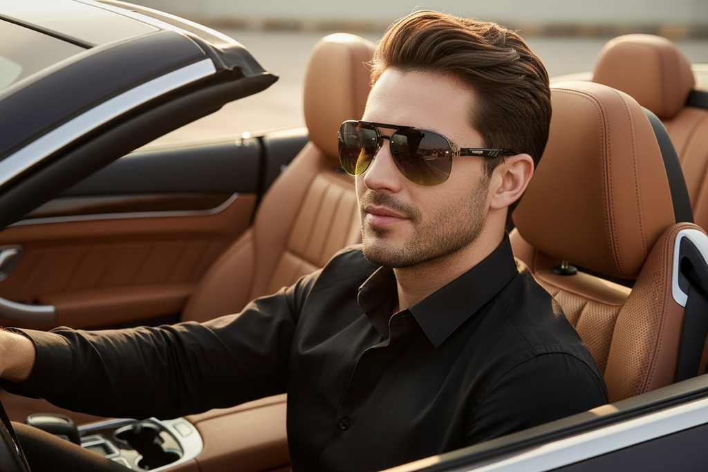 Men's Rimless Aviator Sunglasses | Lightweight Flat-Top-UV400 Protection