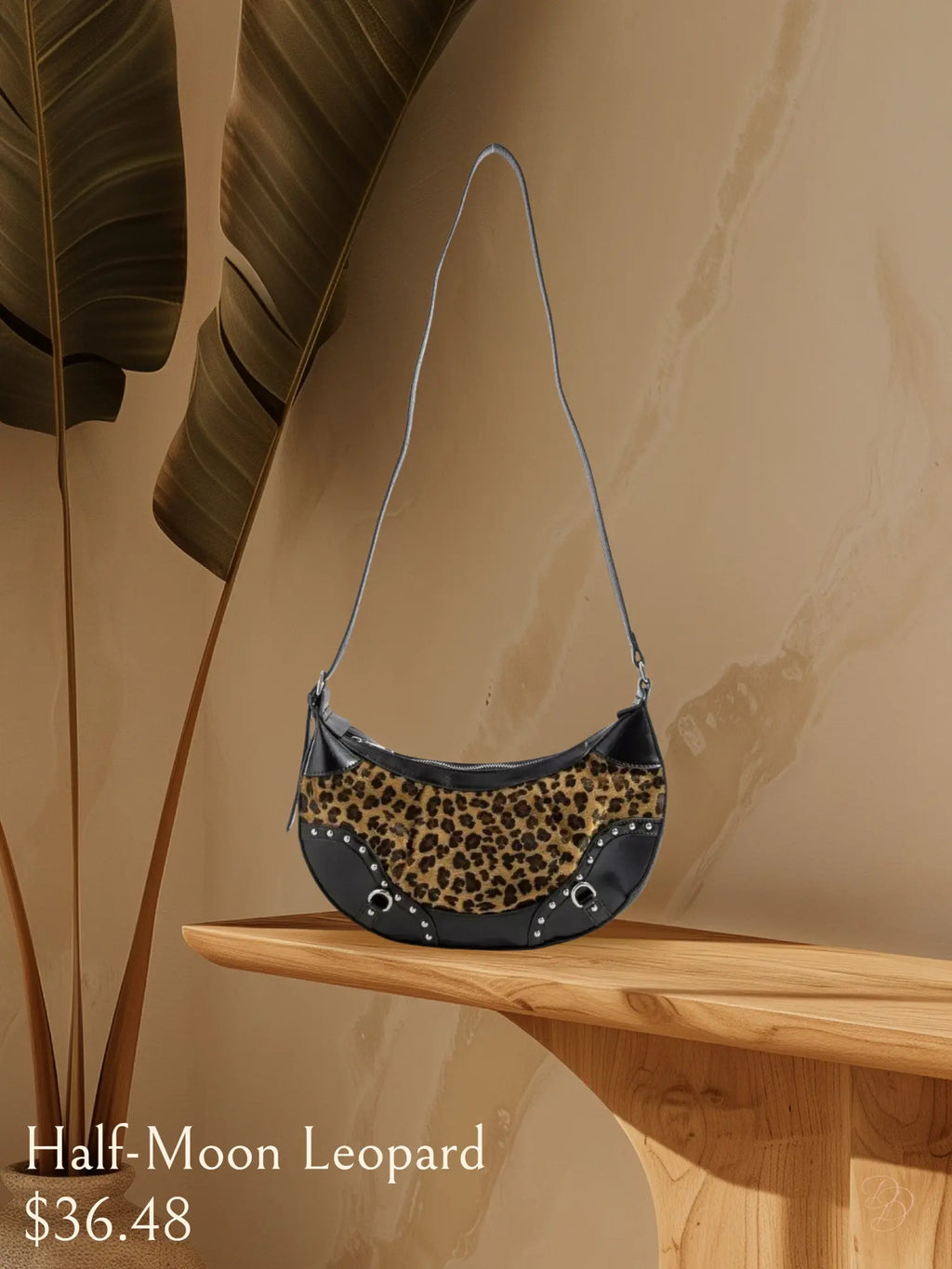 Leopard Print Half Moon Shoulder Bag Trendsi