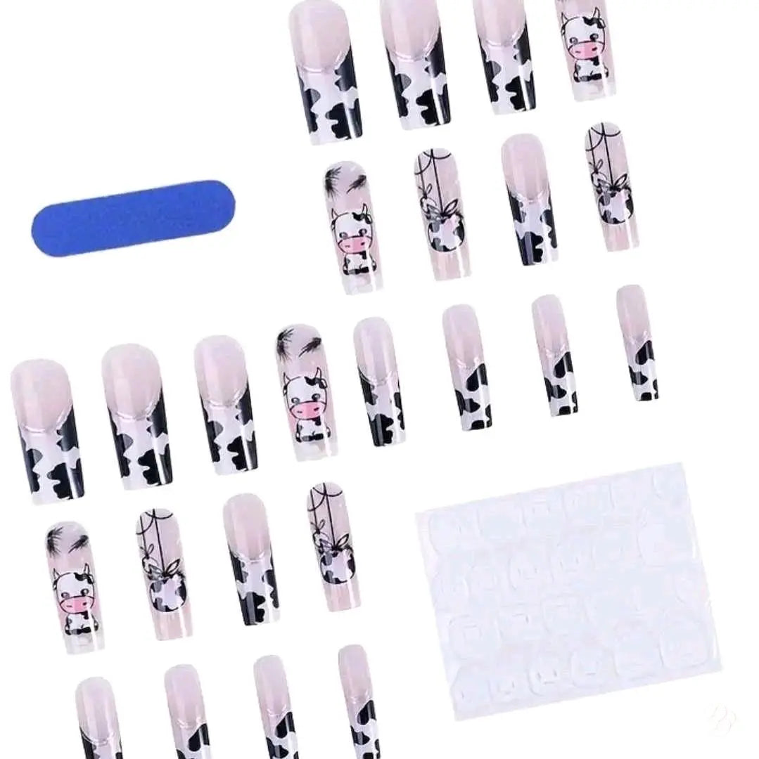 DAZZLE with Dias Dazzling Discoveries: Cartoon Cow Press-On Nails Dias Dazzling Discoveries