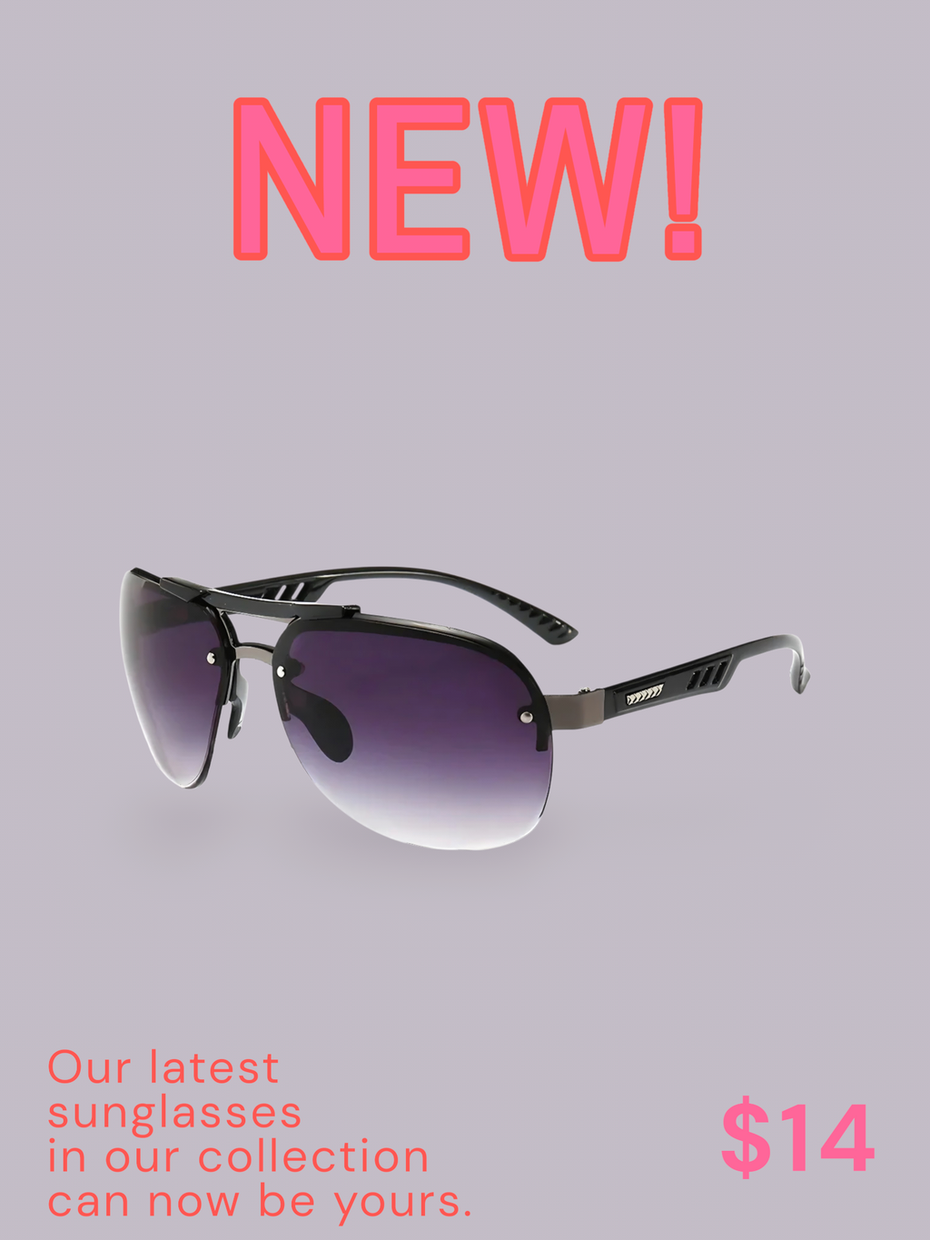 Men's Rimless Aviator Sunglasses | Lightweight Flat-Top-UV400 Protection
