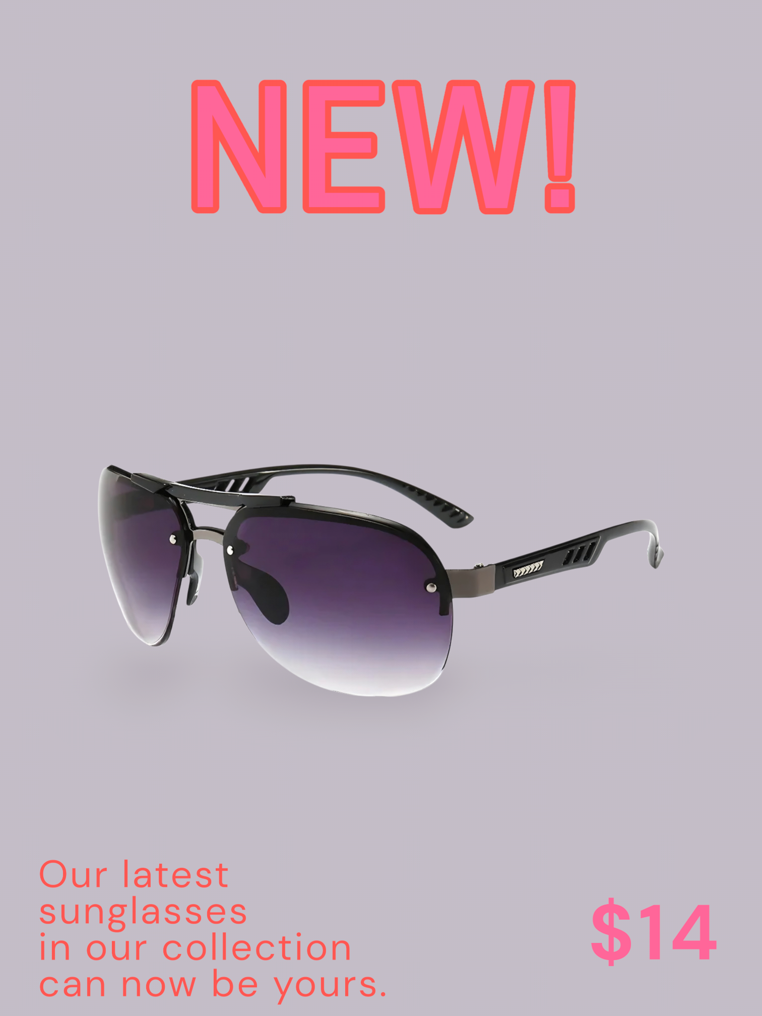 Men's Rimless Aviator Sunglasses | Lightweight Flat-Top-UV400 Protection