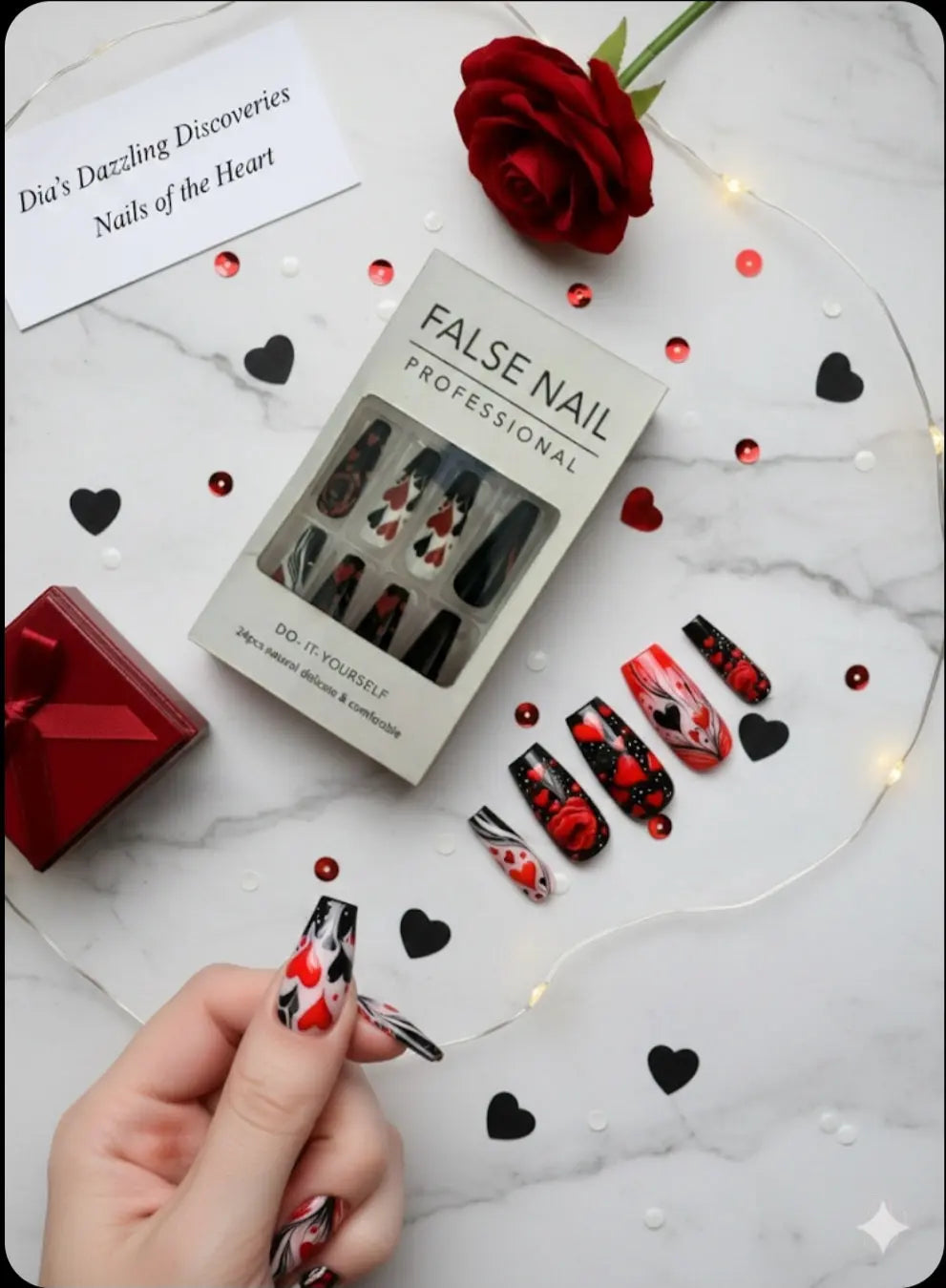 Nails of the Heart – Professional "Dazzling Tip" Press-On Set Dias Dazzling Discoveries