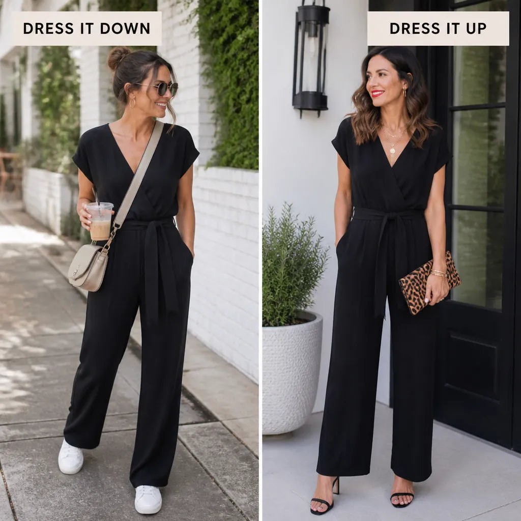 Jumpsuit Women's V-Neck Long-Sleeved Belted Jumpsuit Women's V-Neck Long-Sleeved Belted Jumpsuit